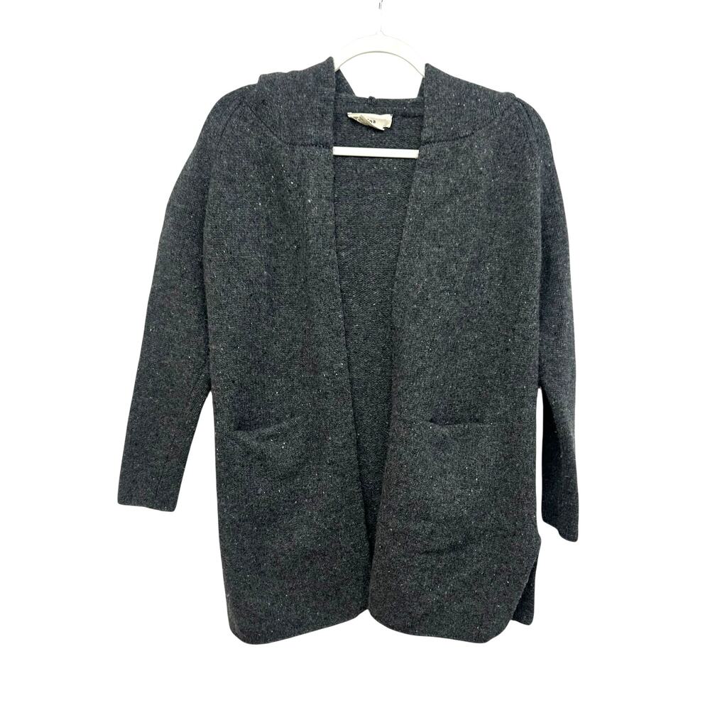Wool Hooded‎ Coatigan XS Charcoal Longline Pockets Minimalist Aritzia TNA Quiet